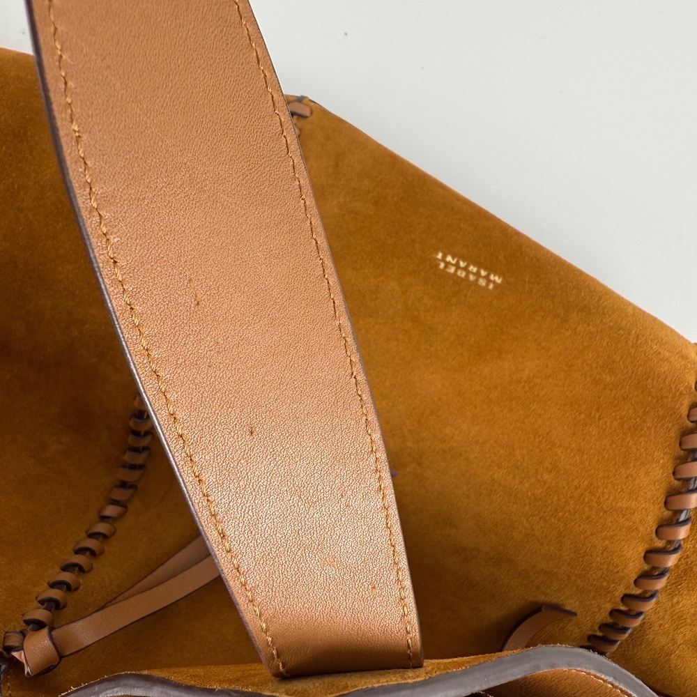Sold Isabel Marant Tampa Braided Leather Trim Brown Suede 2025 Tote Shoulder Bag - Picture 13 of 13